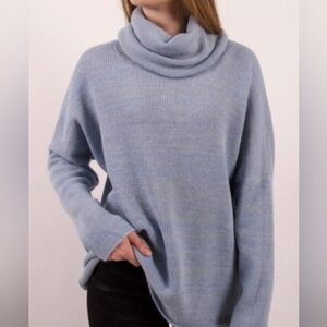 Lulu's Soft Blue Cowl Neck Sweater
